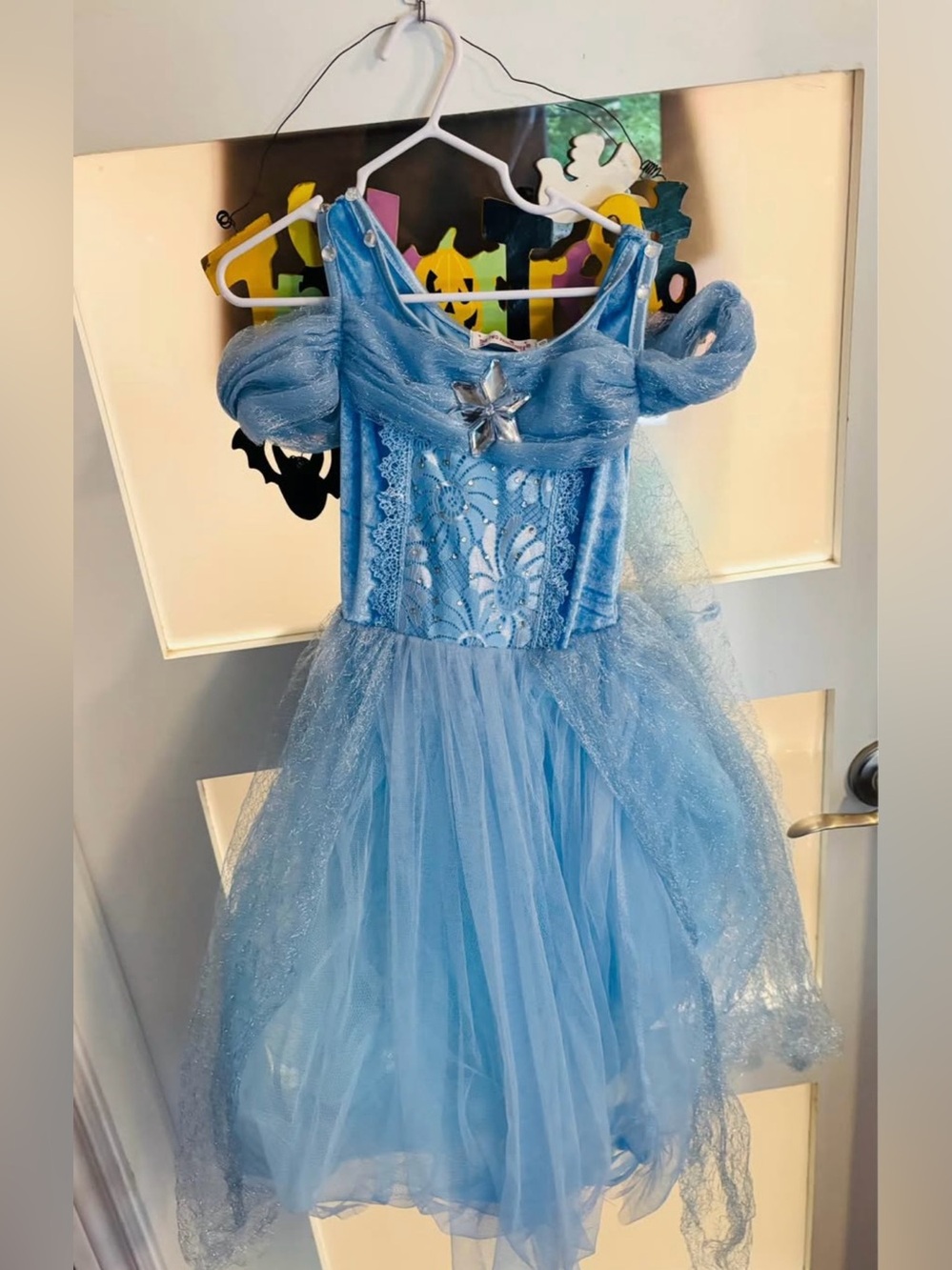 Girls Cinderella Princess Costume Dress Size 4-6 Blue Sparkle Tulle